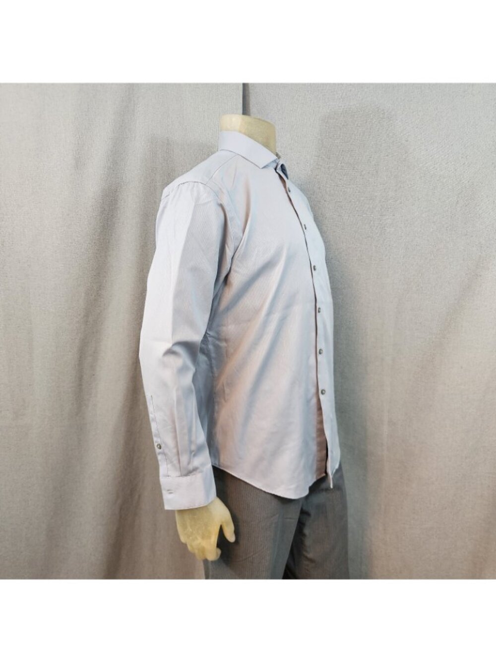 Calvin Klein Gray Long Slv Spread Collar Button Down Dress Shirt 16.5 / 32-33 - Picture 3 of 6